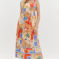 RESORT PRINT TIERED MIDI DRES - MULTI