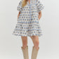 FLORAL V NECK MINI DRESS - OFF WHITE