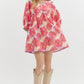 FLORAL BABYDOLL PULLOVER MINI DRESS - RED