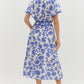 V NECK MIDI DRESS - BLUE