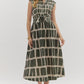 ABSTRACT PRINT MIDI DRESS - OLIVE