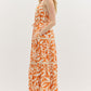 SLEEVELESS FLORAL DRESS - ORANGE