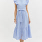 STRIPED RUFFLE MAXI DRESS - BLUE/PINK