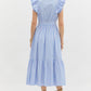 STRIPED RUFFLE MAXI DRESS - BLUE/PINK
