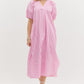 TEXTURED STRIPE MIDI DRESS - PINK
