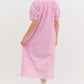 TEXTURED STRIPE MIDI DRESS - PINK