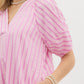TEXTURED STRIPE MIDI DRESS - PINK