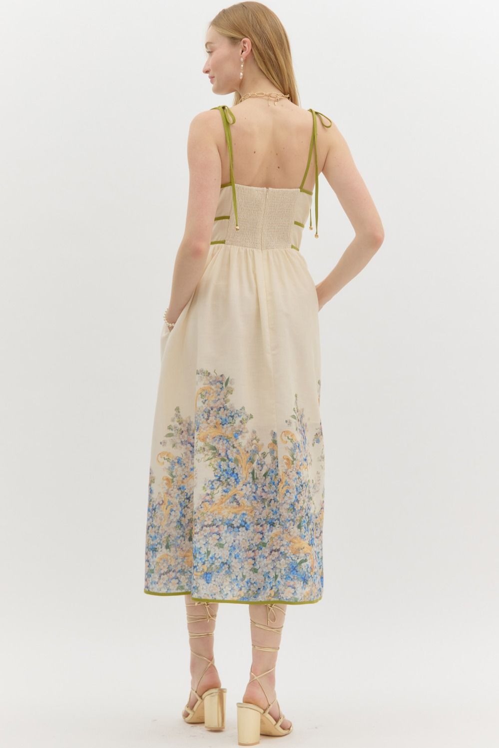 FLORAL MIDI DRESS - NATURAL