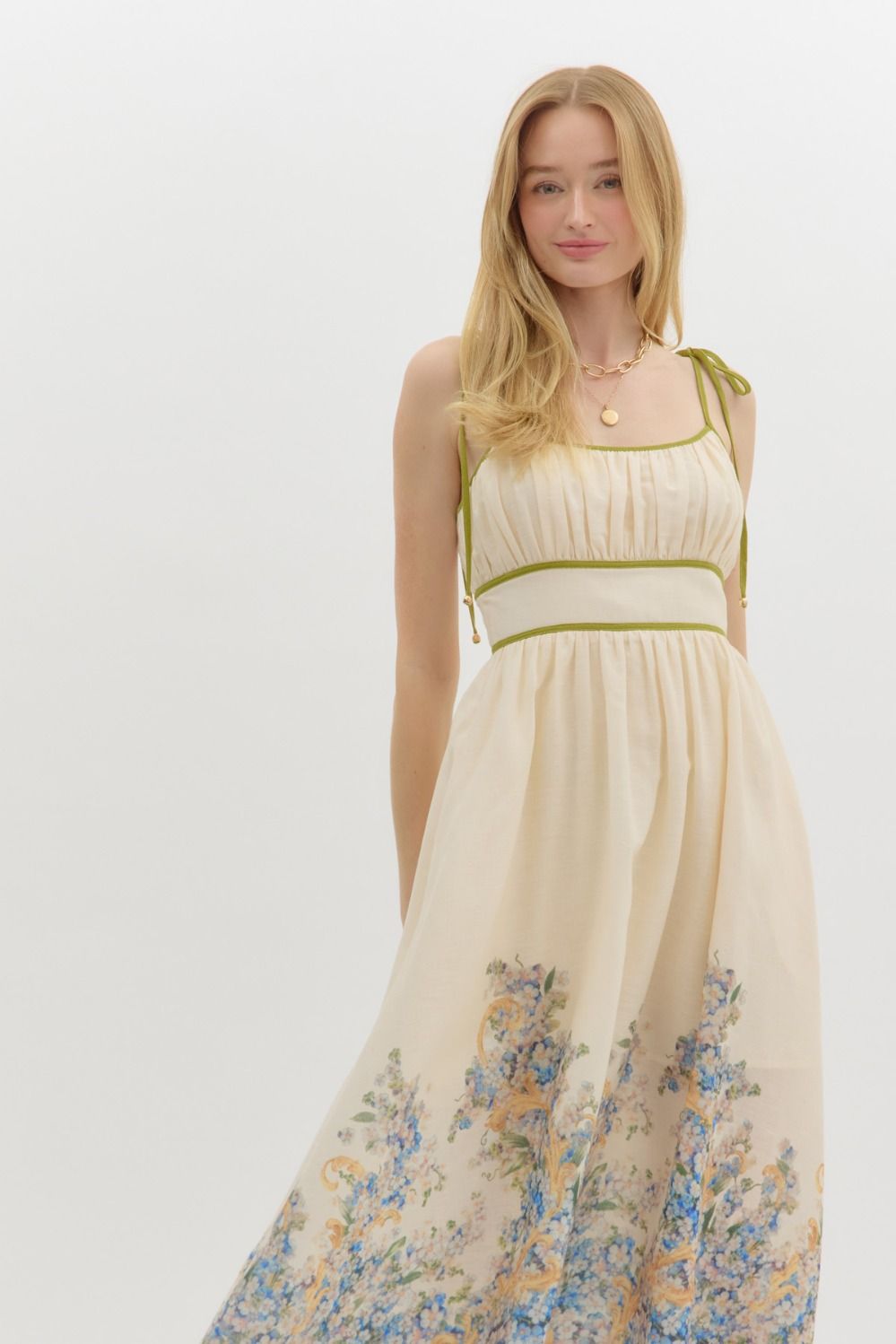 FLORAL MIDI DRESS - NATURAL