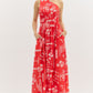 ONE SHOULDER MIDI DRESS - RED