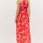 ONE SHOULDER MIDI DRESS - RED