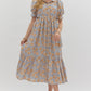 FLORAL MIDI DRESS - CAMEL