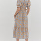 FLORAL MIDI DRESS - CAMEL