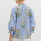 3/4 SLEEVE TOP - BLUE FLORAL