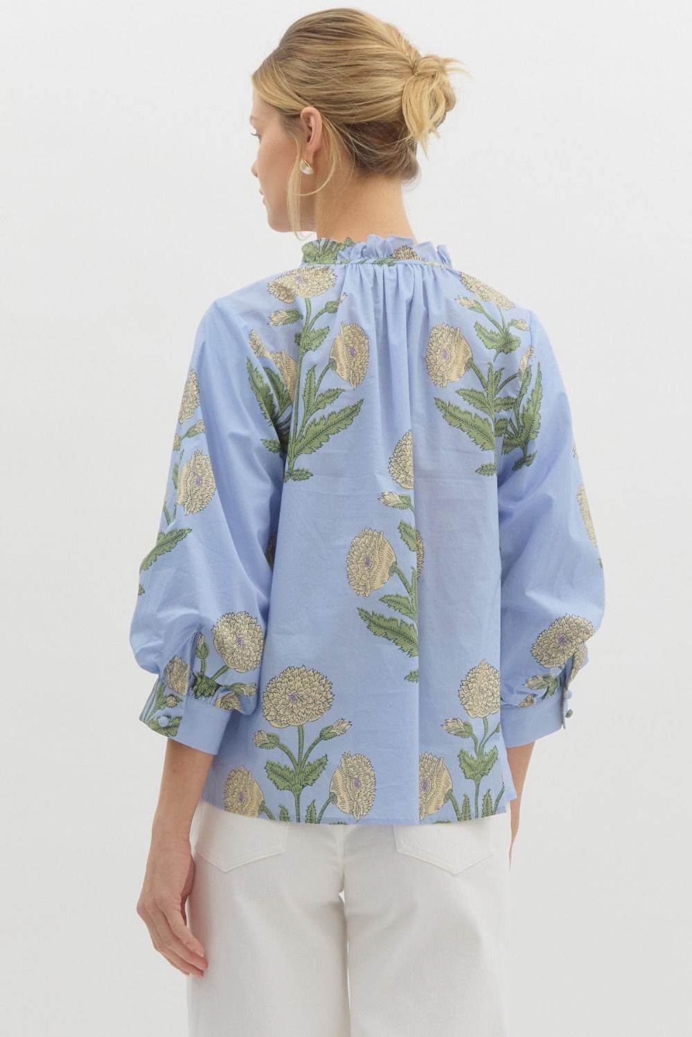 3/4 SLEEVE TOP - BLUE FLORAL