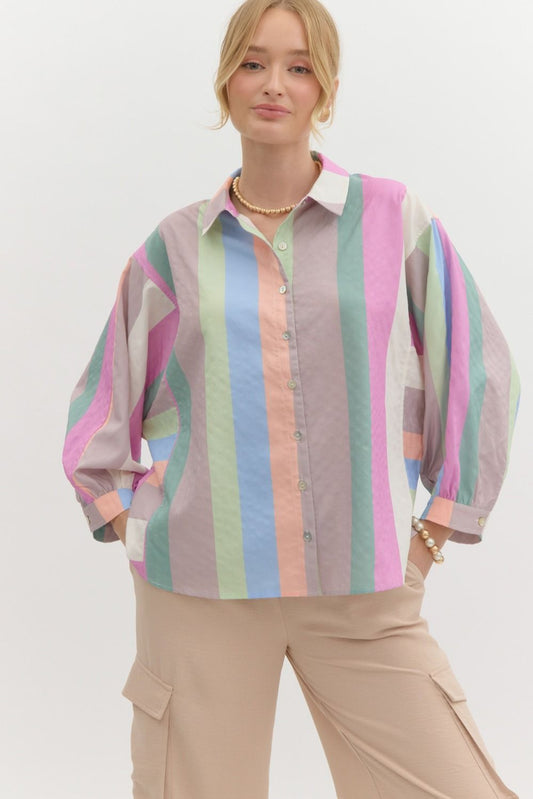 STRIPED BUTTON DOWN - PASTEL