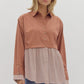 TWOFER LONG SLEEVE COLLARED TOP - GINGER