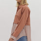 TWOFER LONG SLEEVE COLLARED TOP - GINGER