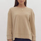 PULLOVER W/ ZIPPERED SPLIT HEM - TAUPE