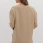 PULLOVER W/ ZIPPERED SPLIT HEM - TAUPE