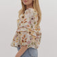 FLORAL PEPLUM TOP - BROWN COMBO