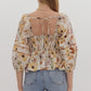 FLORAL PEPLUM TOP - BROWN COMBO