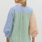 COLOR BLOCK STRIPED BUTTON DOWN - PINK COMBO
