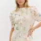 FLORAL COTTON LACE TOP - CREAM