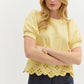 PUFF SLEEVE EMBROIDERED TOP - LEMON