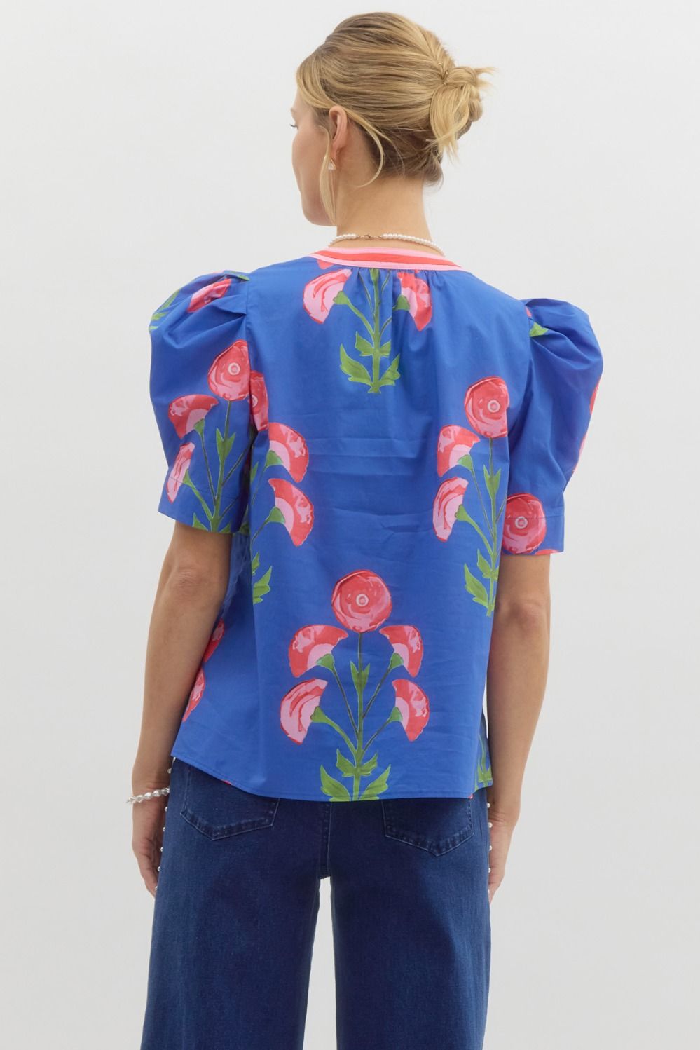 FLORAL PRINT TOP - BLUE