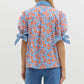 FLORAL PRINT BOW TIE TOP - ORANGE