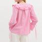 STRIPE EMBROIDERED TOP - PINK