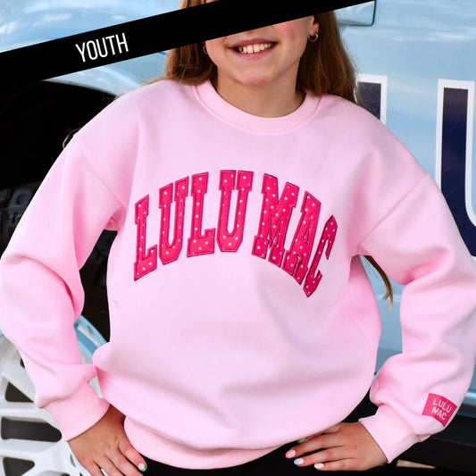 YOUTH LULU MAC SWEATER - PINK/HOT PINK POLKA DOT