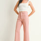 PATCH POCKET WIDE LEG JEANS - DUSTY CORAL