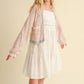 LIGHTWEIGHT CARDIGAN W/POCKETS IN COLORBLOCK - CORAL BLUE