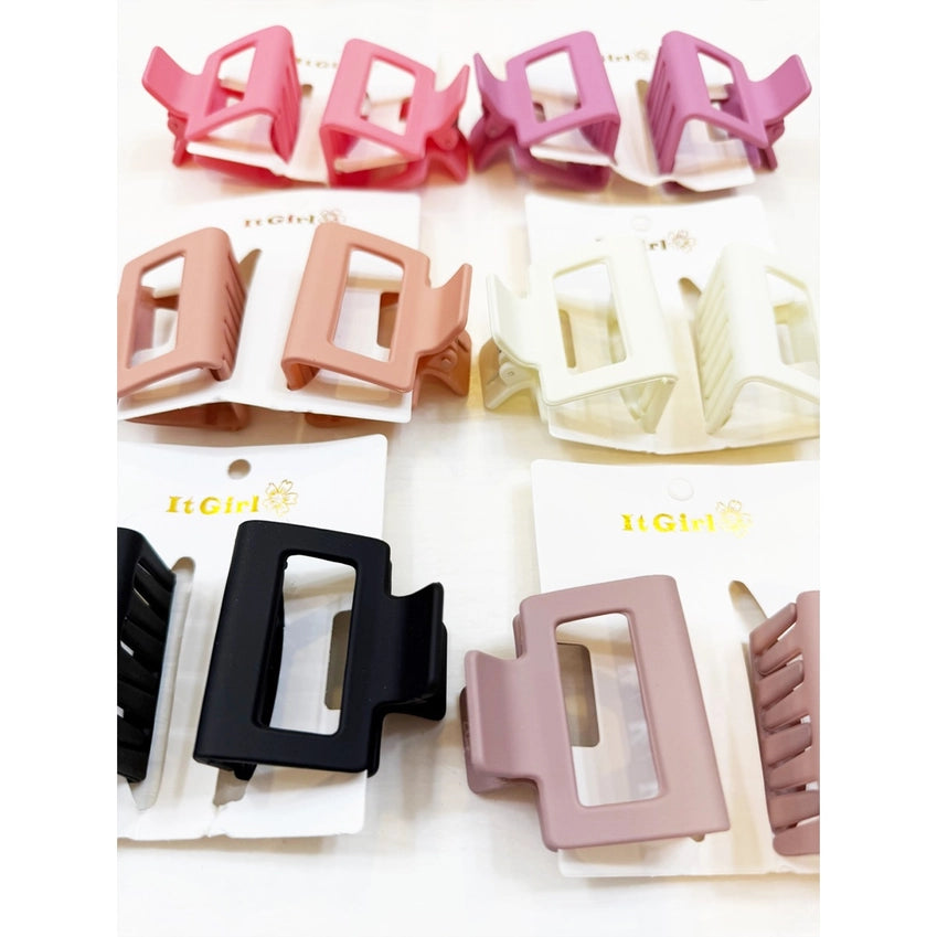 MEDIUM CUT OUT RECTANGLE HAIR CLAW CLIP PACKS OF 2