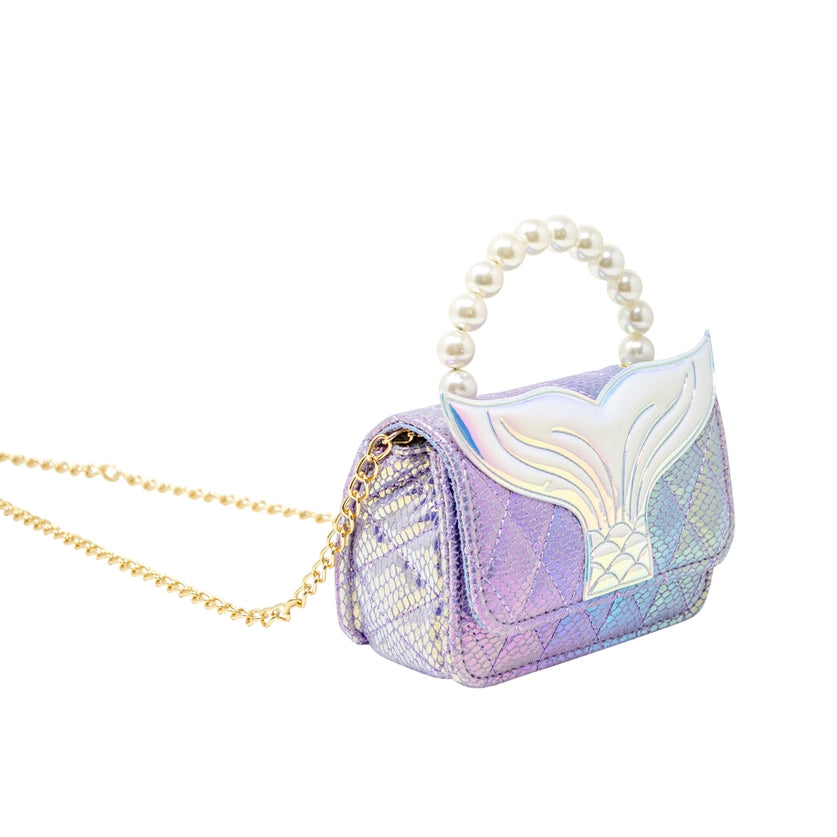 MERMAID TAIL PEARL HANDLE BAG - PURPLE