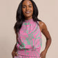 FAWN PETAL PARADISE PRINTED HIGH NECK TOP - VERY BERRY
