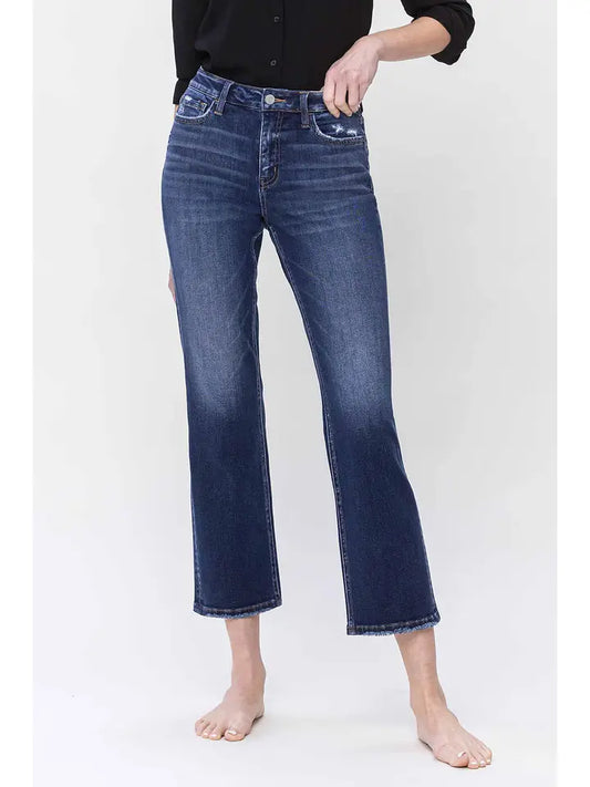 HIGH RISE ANKLE STRAIGHT JEANS - CHARMING