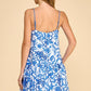 FLORAL PRINTED STITCH DETAIL DRESS - BLUE