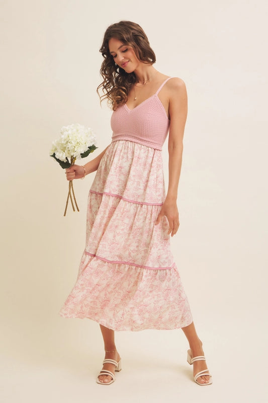 ROMANTIC FLORAL CAMI MIDI DRESS - SWEET PEA