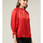 RODEO SPLIT NECK BLOUSE - RED