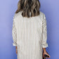 KHAKI STRIPE LONG SLEEVE BUTTON UP MINI SHIRT DRESS