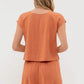 LINEN BLEND TOP AND SHORT SET - TERRACOTTA