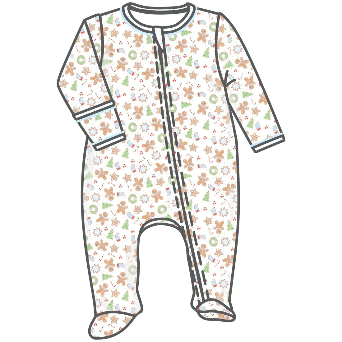 FROSTED WONDERLAND ZIP FOOTIE - LIGHT BLUE