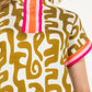 SHORT SLEEVE PRINT TOP - MUSTARD