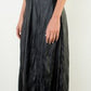 CRINKLED LEATHER MIDI SKIRT - BLACK