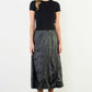 CRINKLED LEATHER MIDI SKIRT - BLACK