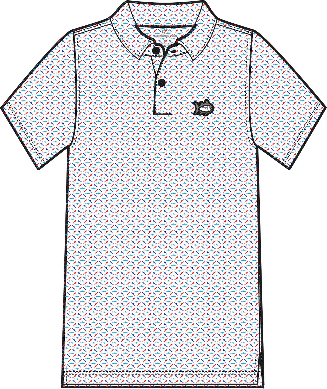 BOYS SS DRIVER FINTASTIC CATCH PERFORMANCE POLO