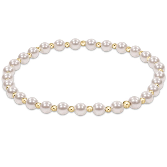 CLASSIC GRATEFUL PATTERN 4MM BEAD BRACELET - PEARL